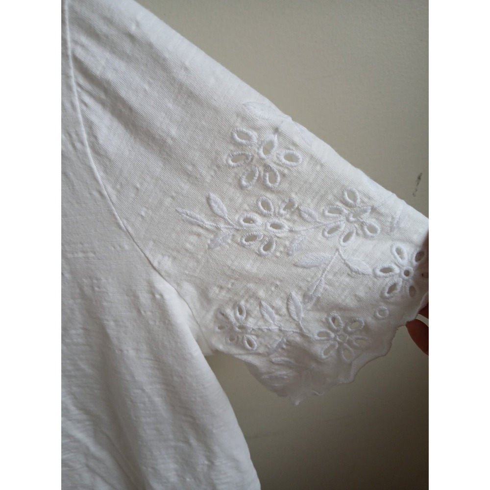NWT Chico's Womens Size 3 White Eyelet Lace Sleeve Hem Tie T Shirt - Picture 2 of 14